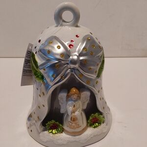 Porcelain Angel Christmas Bell 8" Kringle Express Gift Box Collectible